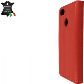 Atverčiamas odinis dėklas raudonas (Huawei P9 LITE MINI)